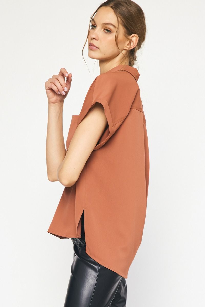 Solid SS Button Down Top
