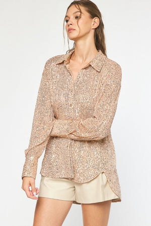 Sequin Button Top