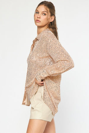 Sequin Button Top