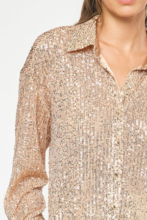 Sequin Button Top