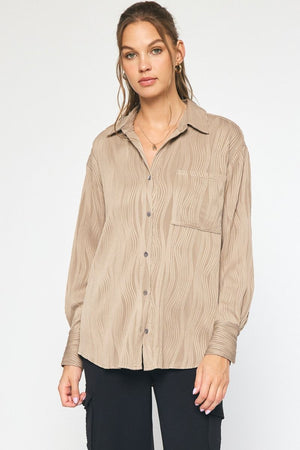 Luxe Fabric LS Button Top