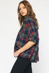 Plaid SS Button Top