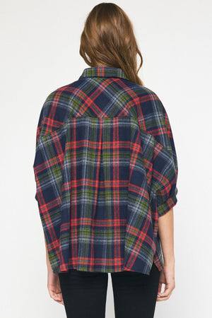 Plaid SS Button Top