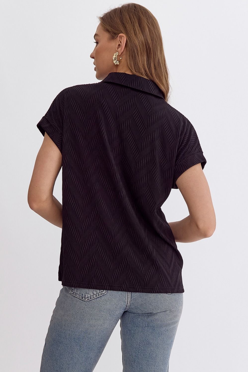 Luxe Fabric SS Button Top