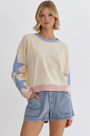 Raw Edge Star Sleeve Top