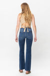 Mid Rise Cut Hem Bootcut Jeans