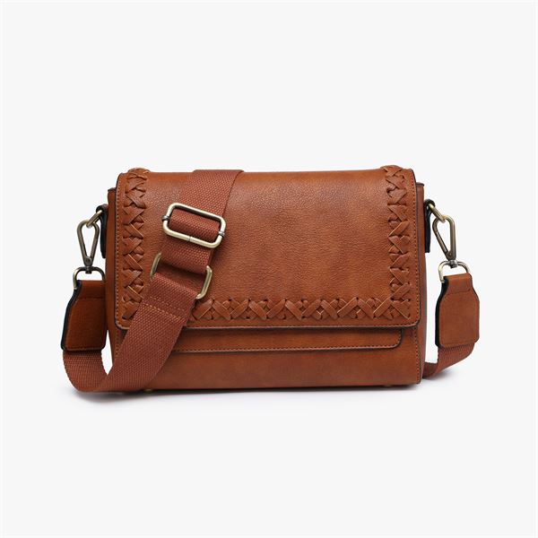 Francesca Whipstitch Flapover Crossbody Bag