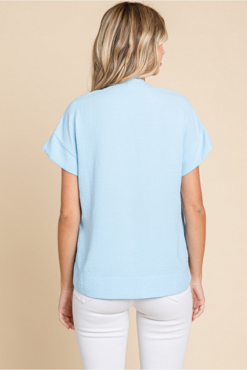 VNeck Front Seam Woven Top