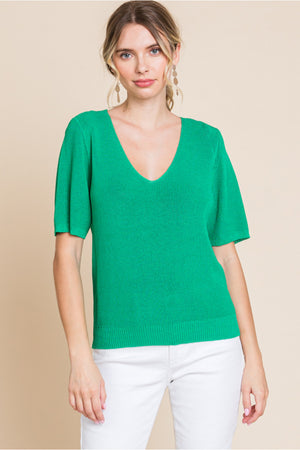 Scoop Neck SS Sweater Top