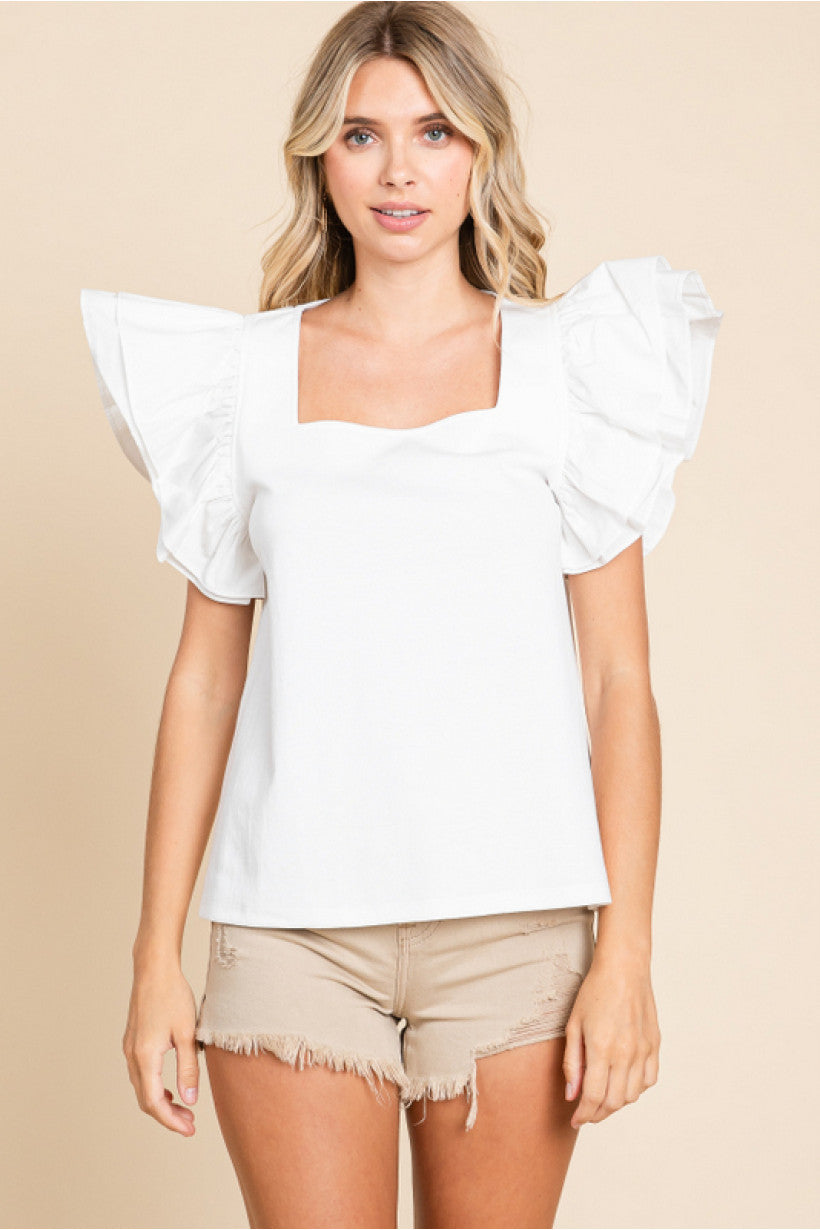 Ruffle Statement Square Neck Top