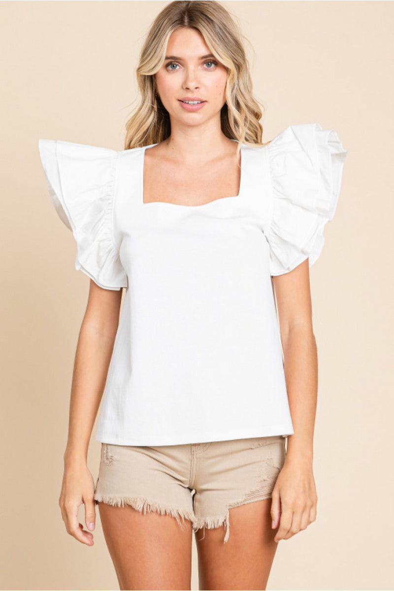 Ruffle Statement Square Neck Top
