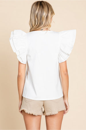 Ruffle Statement Square Neck Top