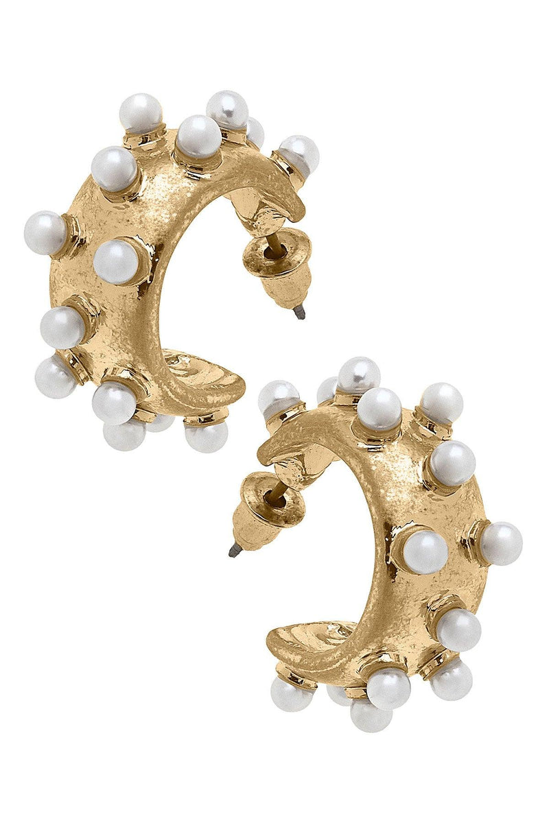 Pearl Studded Hoop Earrings