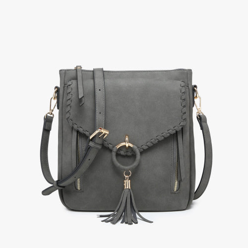 Layla Braided Edge Flapover Crossbody Purse