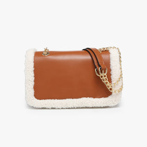 Coco Sherpa Trim Flapover Crossbody Bag