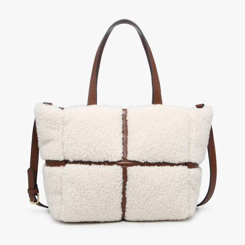 Marlene Sherpa Tote Bag with Leather Trim