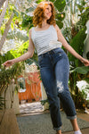 Phoebe Mid Rise Distressed Slim Fit Jeans