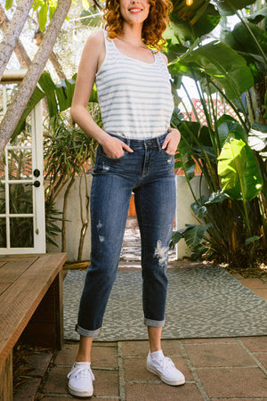 Phoebe Mid Rise Distressed Slim Fit Jeans