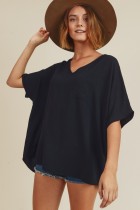 Wide V Dolman Pocket Top - Free Souls Boutique