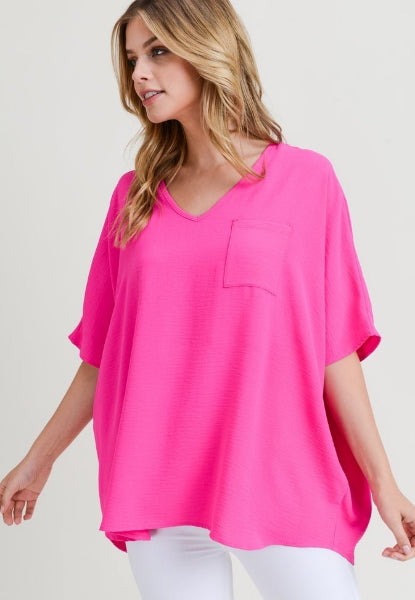 Wide V Dolman Pocket Top