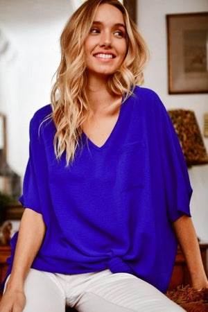 Wide V Dolman Pocket Top - Free Souls Boutique