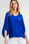 Drape Bubble Sleeve Solid Top - Free Souls Boutique