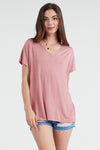 V-Neck Short Sleeve Top - Free Souls Boutique