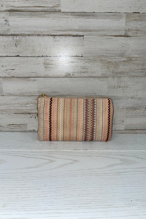 Riley Embroidered Lines Clutch/Crossbody/Wristlet Purse