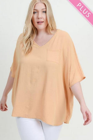 Plus Wide V Dolman Pocket Top - Free Souls Boutique