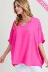 Plus Wide V Dolman Pocket Top