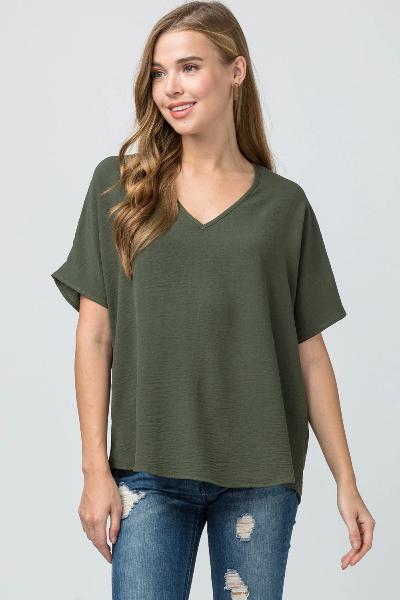 Asymmetric V-Neck Top - Free Souls Boutique