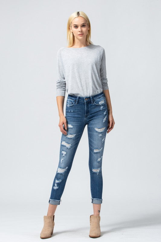 Distressed Comfort Stretch Skinny Jeans