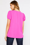 Short Puff Sleeve VNeck Top