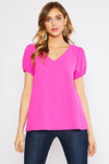 Short Puff Sleeve VNeck Top