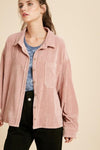 Corduroy Button Front Shirt Jacket