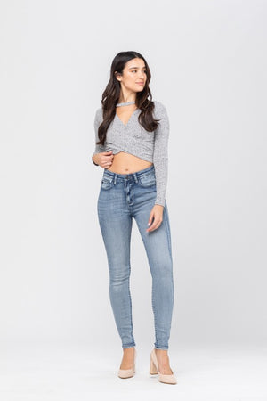 Hi-Rise Hand Sand Skinny Jeans