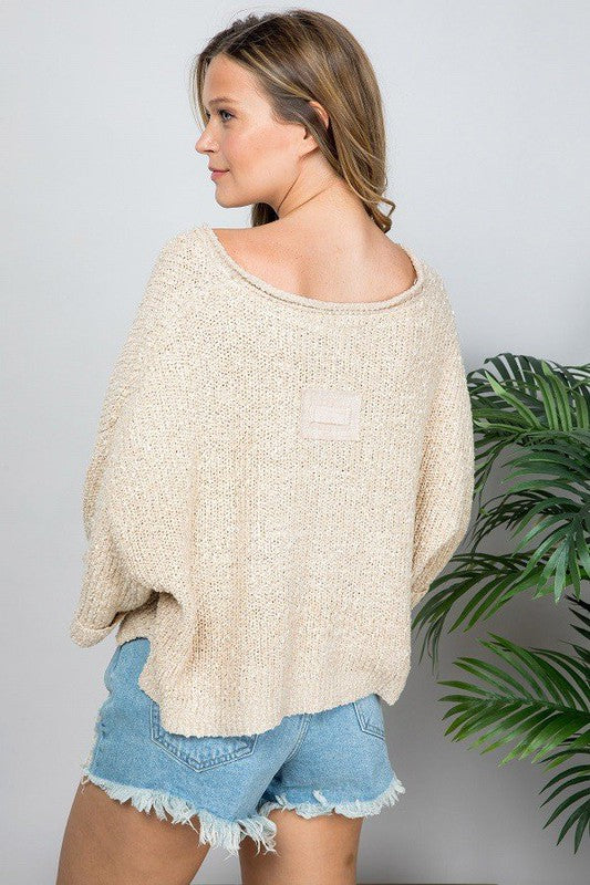 Slouchy Crop Patch Sweater