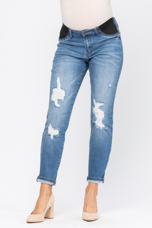 Stretch Destroyed Boyfriend Fit Jeans