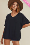 Plus Wide V Dolman Pocket Top
