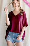 Plus Wide V Dolman Pocket Top
