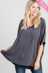 Plus Wide V Dolman Pocket Top