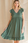 Cap Sleeve Solid Babydoll Dres