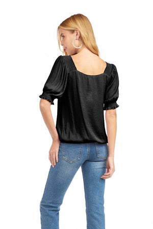 Smock Shoulder Elastic Waist Top