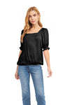 Smock Shoulder Elastic Waist Top