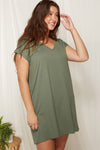 Plus Brushed Solid Mini Dress