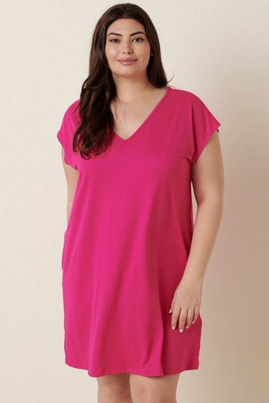 Plus Brushed Solid Mini Dress