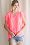 Cap Sleeve Raw Edge Top