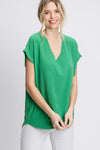 Cap Sleeve Raw Edge Top