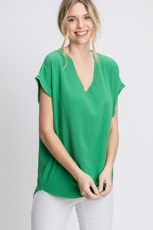 Cap Sleeve Raw Edge Top