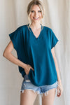 Cap Sleeve Raw Edge Top
